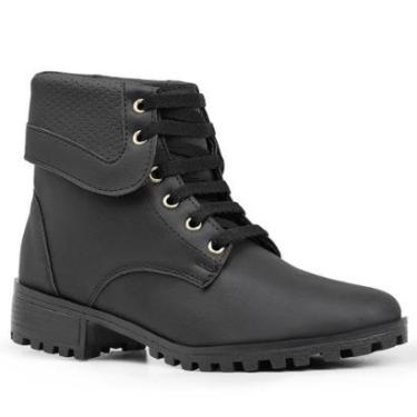 Imagem de Bota Cano Médio Coturno Mid com Dobra e Ajuste em Cadarço-Feminino