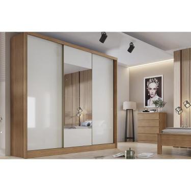 Imagem de Guarda Roupas 3 Portas De Correr De (1 C- Espelho) E 4 Gavetas Arezzo-medelim Cumaru-fendi -  Horizonte