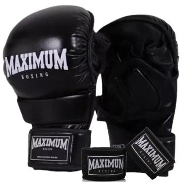 Imagem de Kit Luva Mma Maximum Treino Sparring Grappling Combate + Bandagem 3 Me