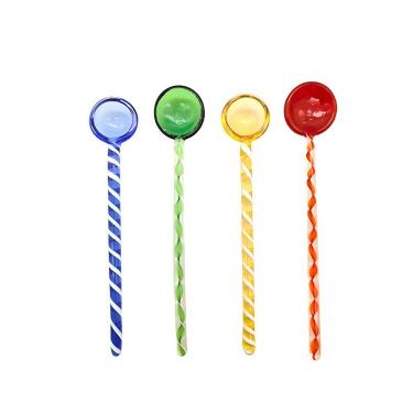 Imagem de Conjunto de Colheres Mexedoras de Drink em Vidro 4 Peças Coloridas WJ4004 BTC