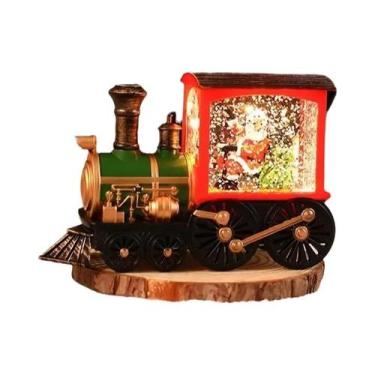 Imagem de Luzes LED De Natal: Enfeites De Bola De Cristal Com Trem E Papai Noel 