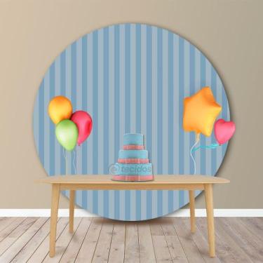 Imagem de Painel Redondo em Jacquard Azul Bebê Listrado - Jacquard Tradicional, 