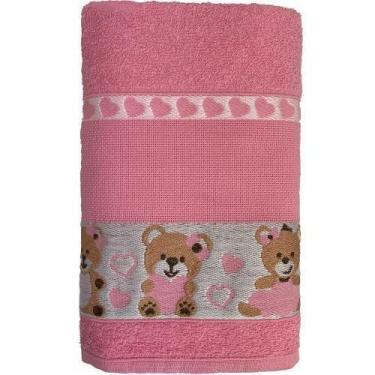 Imagem de Toalha De Banho Infantil Rosa Urso Ponto Cruz Faap 70X110Cm - Dugu