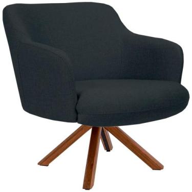 Imagem de Poltrona Decorativa Base Giratória de Madeira Jade C06 Linho Chumbo D-