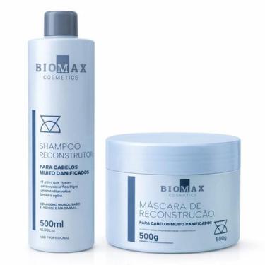 Imagem de Kit Alto Impacto Reconstrução Capilar Shampoo E Máscara 1L - Biomax
