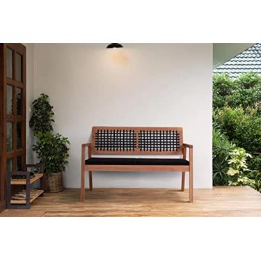 Imagem de Sofá 2 Lugares para Jardim Varanda Área Externa 1,16 m Trança Meu Móvel de Madeira - Castanheira e Corda Preta