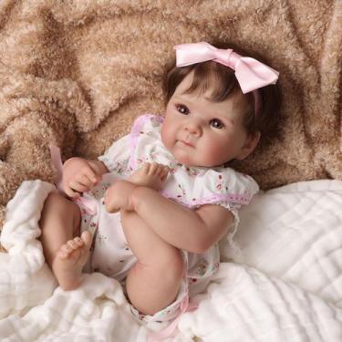 Imagem de Boneca Bebê Reborn Realista Brastoy Original 48 cm Silicone Kit Conjun