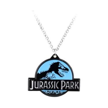 Imagem de Chaveiro Retrô Jurassic Park Com Padrão Clássico De Dinossauro E Logo 