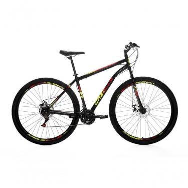 Imagem de Bicicleta Cazelle Roma A.29 Tam 18 Aco Carbono Freio disco 21V Quadro Preto Vermelho/Amarelo