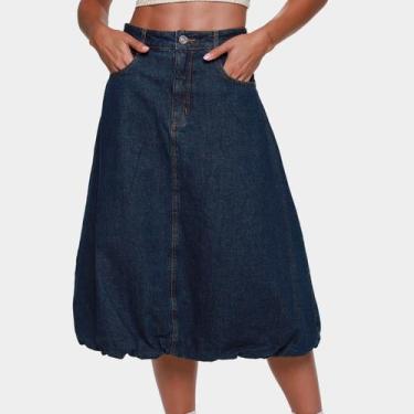 Imagem de Saia Jeans Colcci Casual Feminina, Azul, 42