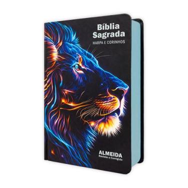 Imagem de Bíblia Sagrada Leão Raio Azul - Palavra de Jesus em Vermelho - Capa Du