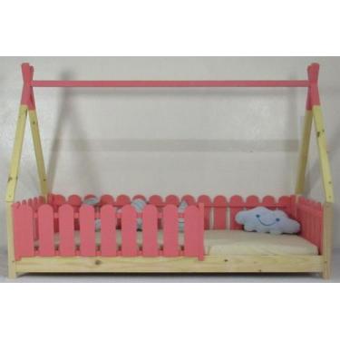 Imagem de Cama Montessoriana Solteiro Cabana Colorida Madeira Maciça Pinus - Pip