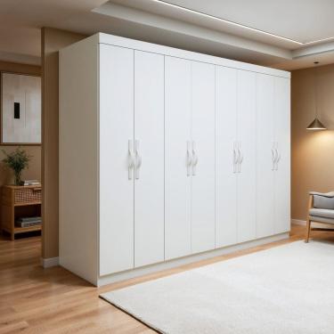 Imagem de Guarda-roupa Casal 8 Portas 6 Gavetas 100% Mdf Serenata Branco