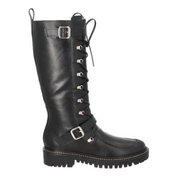 Imagem de Coturno Luiza Barcelos Cano Alto Tratorado Couro Preto-Feminino