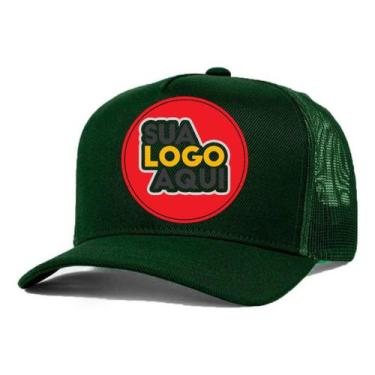 Imagem de Kit 5 Bonés Personalizados DTF Trucker Redinha Tela Aba Curva Cor:Verd