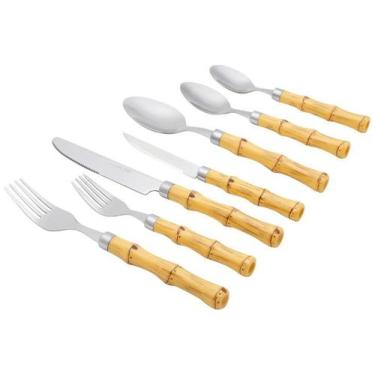 Imagem de Faqueiro 16 Peças De Aço Inox Athenas Dourado - Lyor, Bege, 42