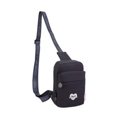Imagem de Bolsa Transversal Color Up Passeio Shoulder Bag Juvenil Teen Cor:Preto