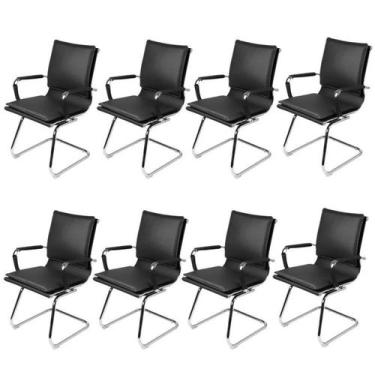Imagem de Kit 8 Cadeiras Escritorio Interlocutor Design Italiano com Relax mater