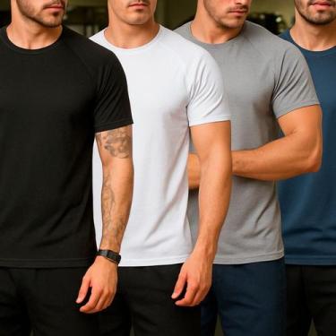 Imagem de Kit 4 Camisetas Fit Masculina Academia Treino Corrida Treino Básica Li