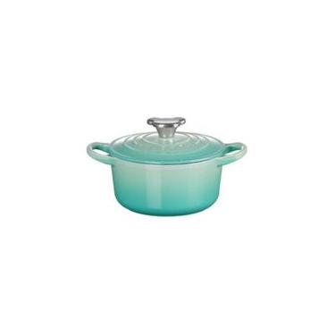 Imagem de PANELA REDONDA LE CREUSET TRADICIONAL 14CM COM PEGADOR DE URSO EM FERRO FUNDIDO AZUL CO...