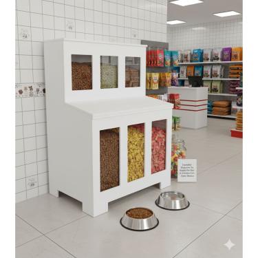 Imagem de Expositor Dispenser De Ração Pet Box 6 com Vidro Branco Cód.506