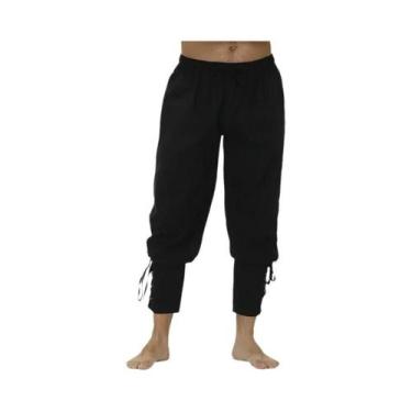 Imagem de Calças Masculinas Com Cordão Estilo Pirata Viking Renascentista Mediev