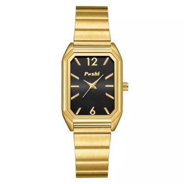 Imagem de Relógio Feminino POSHI 942 À Prova D'Água Ouro, Preto