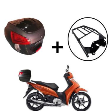 Imagem de Baú Bauleto Awa Pross 29l + bagageiro de  Biz 2018+, preto brilhante