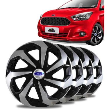 Imagem de Jogo 4 Calotas Aro 15 Preta Prata Ford Ka Fiesta Focus - Elitte