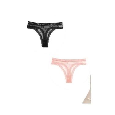 Imagem de Conjunto De 3 Peças De Tanga De Renda Feminina, Lingerie Floral Sexy C