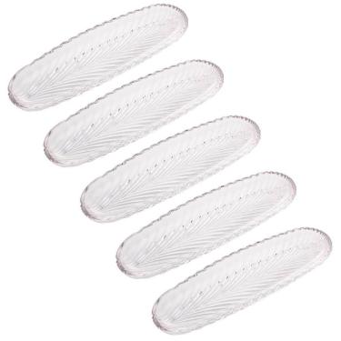 Imagem de Kit 5 Pratos de Cristal Leaf 39x14cm Lyor Travessa Bandeja P