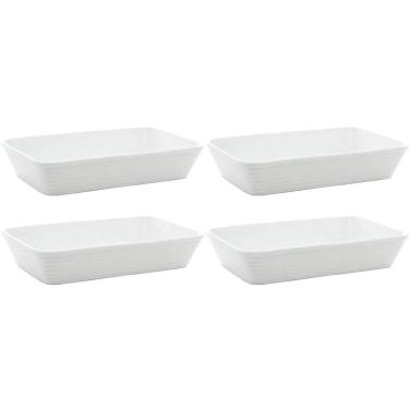 Imagem de Kit 4 Travessas de Porcelana Branca 26x17x5cm Refratário Lin