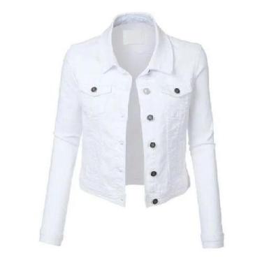 Imagem de Jaqueta Jeans Básica Branca Feminina - Mandalun, G, Branco