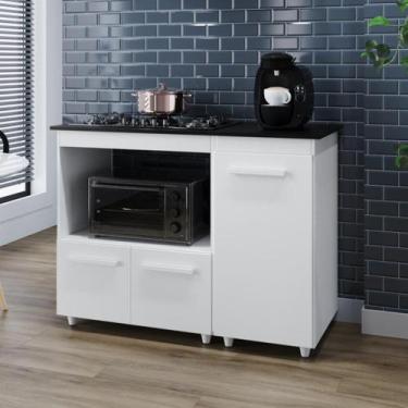 Imagem de Balcão Para Cooktop 5 Ou 4 Bocas 3 Portas Com Nicho Maya Cor:BrancoTam