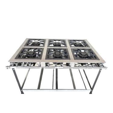 Imagem de Fogão 6 Bocas Industrial a Gás Linha Luxo Baixa Pressão 40x40cm P8 Ino