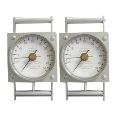 Imagem de Kit 2 Dinamômetro Analógico Força Circular Faixa 1 A 50Kgf Tração Braç