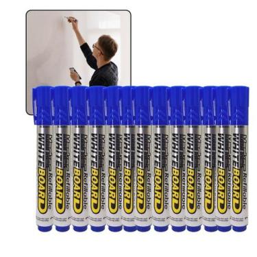Imagem de Kit 12 Caneta Pincel Atômico Marcador Quadro Branco Lousa Apagável Rec