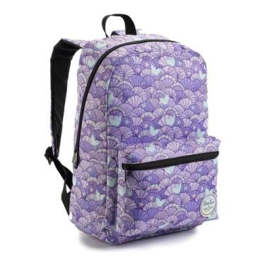 Imagem de Mochila Costa Bolsa Juvenil Escolar Feminina Estampada Denlex, Roxo
