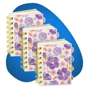 Imagem de Kit 3 Mini Cadernos Anotações Bloco De Notas Pautado Wire-o - Hxt, Rox