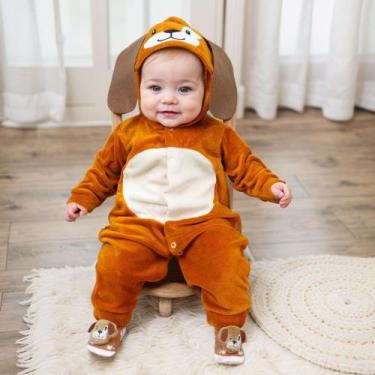 Imagem de Conjunto De Macacão Cãozinho Caramelo Com Capuz E Pantufa 3d F131 - Ca