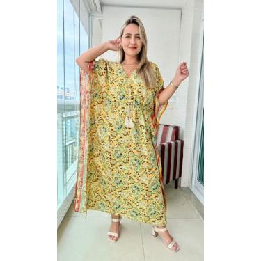 Imagem de Vestido Kaftan Indiano Longo Estampado Plus Size-cod. 22113 - Aleci Fa