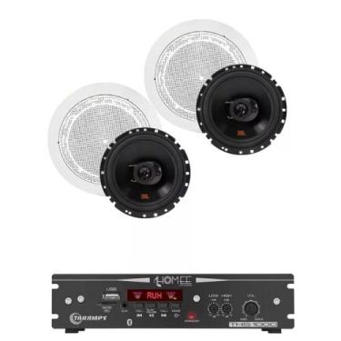 Imagem de Kit Amplificador Ths 1000 Taramps  2 Arandela 6TRFX55 Branca Redonda 