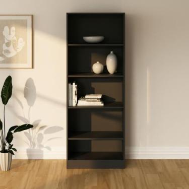Imagem de Estante Multiuso 59,8x160cm com 4 Prateleiras Preto - Tecno Mobili
