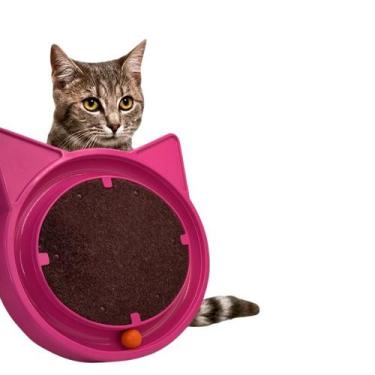 Imagem de Brinquedo Arranhador Interativo Rosa Com Bolinha Para Gatos - Furacão 
