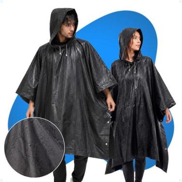 Imagem de Capa De Chuva Impermeável Com Capuz Reforçada Adulto Poncho - Hxt