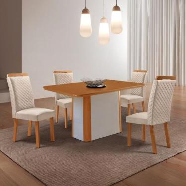 Imagem de Mesa de Jantar Isadora 120cm Tampo MDF Laminado Canto Copo com 4 Cadei