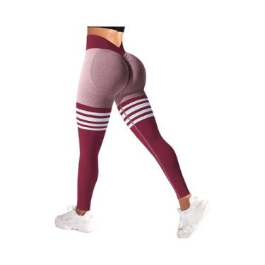 Imagem de Leggings Femininas De Cintura Alta Com Costura Em V Nas Costas Para Ac
