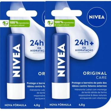 Imagem de Kit 2 Hidratante Labial Nivea Original Care 4,8g