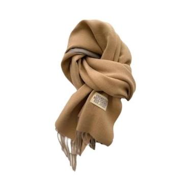 Imagem de Cachecol De Cashmere Dupla Face Quente Com Franjas Em Diferentes Cores
