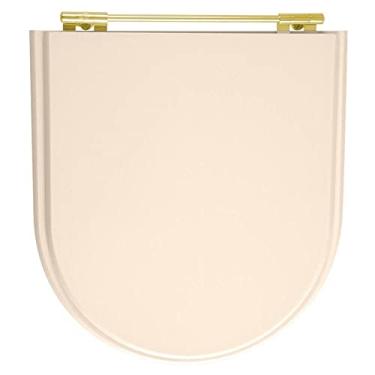 Imagem de Assento Sanitario Poliester Calypso Pessego Rosa Shell Para Vaso Incepa Com Ferragem Dourada